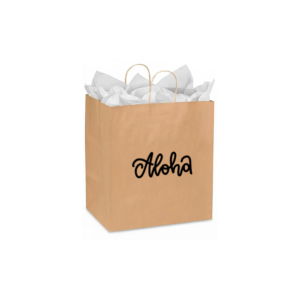 Aloha branded brown kraft paper bag
